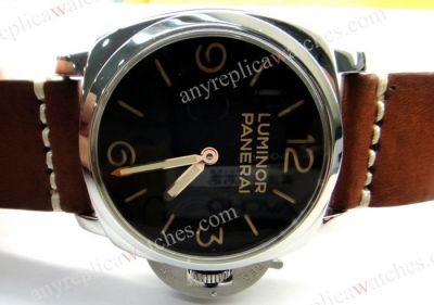 Replica Panerai Black Face Brown leather strap